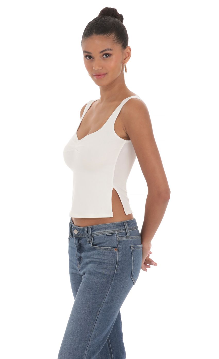 Lucy in the Sky Side Slit Top in White