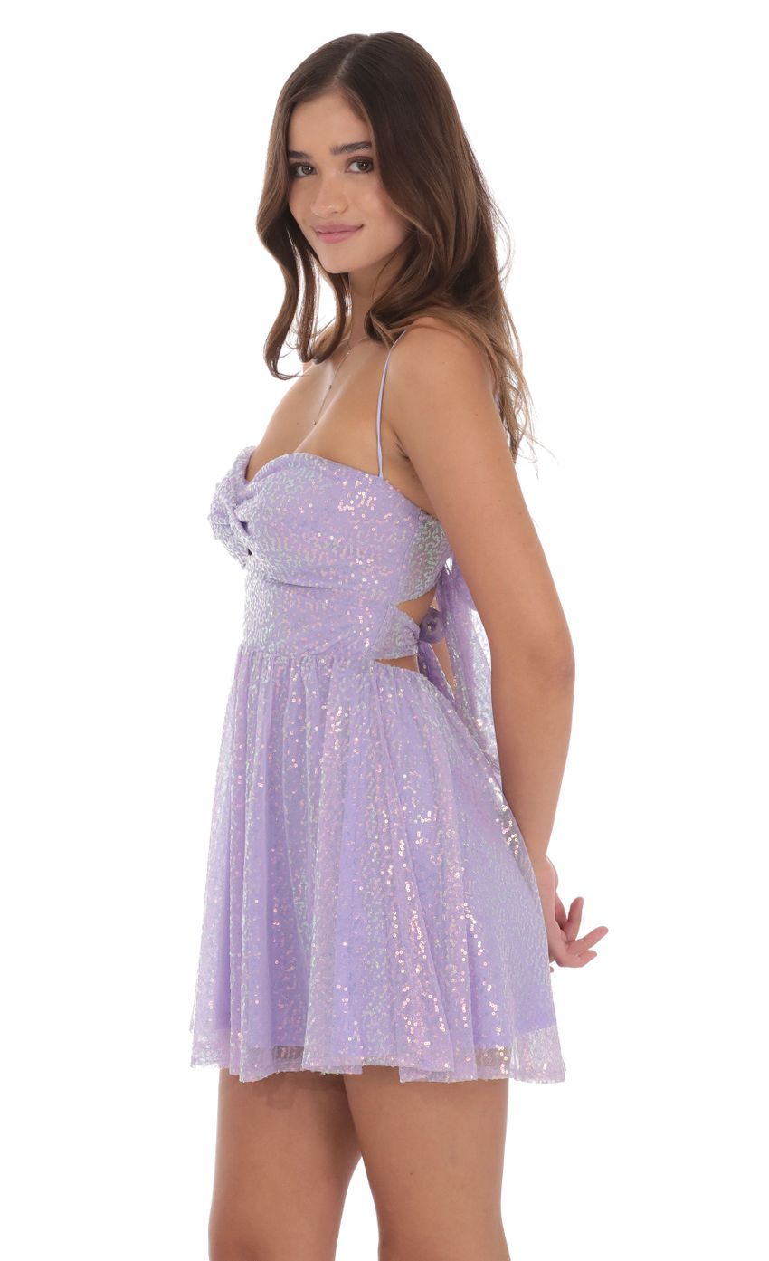 Lucy in the Sky Sequin Twist A-line Dress in Lavender