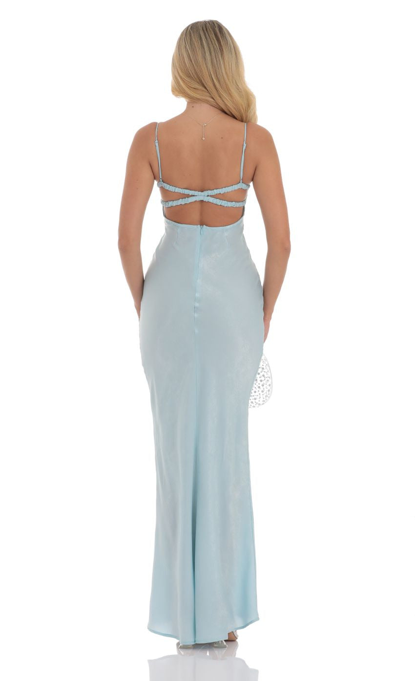 Lucy in the Sky Satin Open Back Maxi Dress 1