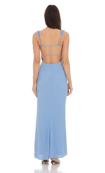 Lucy in the Sky Square Neck Ruffle Strap Maxi Dress
