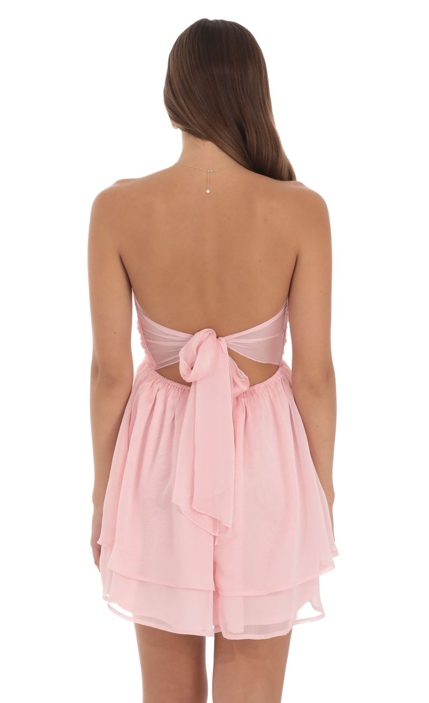 Lucy in the Sky Two-Toned Chiffon Cutout Babydoll Dress in Pink