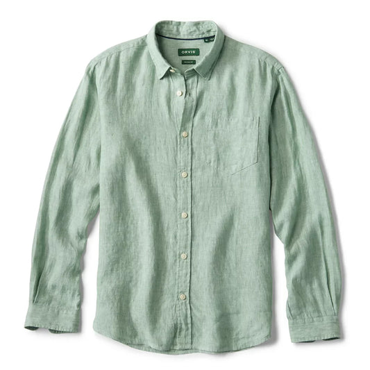 Orvis Men's Pure Linen Long-Sleeve Shirt - ALOE