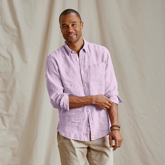 Orvis Men's Pure Linen Long-Sleeve Shirt - SPRING LILAC