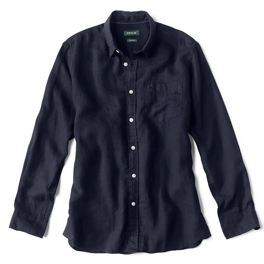 Orvis Men's Pure Linen Long-Sleeve Shirt - DARK NAVY