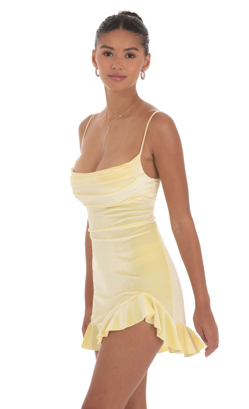 Lucy in the Sky Velvet Ruffled Slit Dress