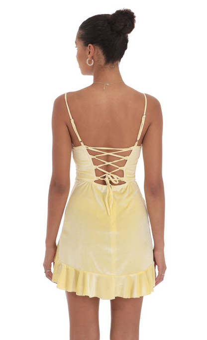 Lucy in the Sky Velvet Ruffled Slit Dress