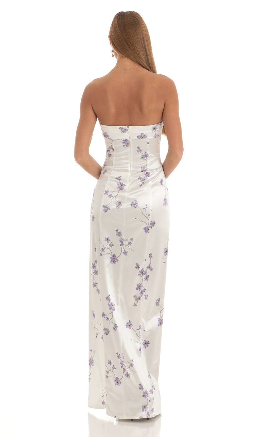 Lucy in the Sky Satin Floral Maxi Dress