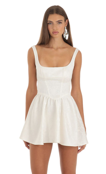 Lucy In The Sky Jacquard Mini Dress in White