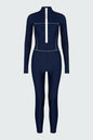 Watskin Sunwear Rae Ribbed Catsuit in Marine Navy