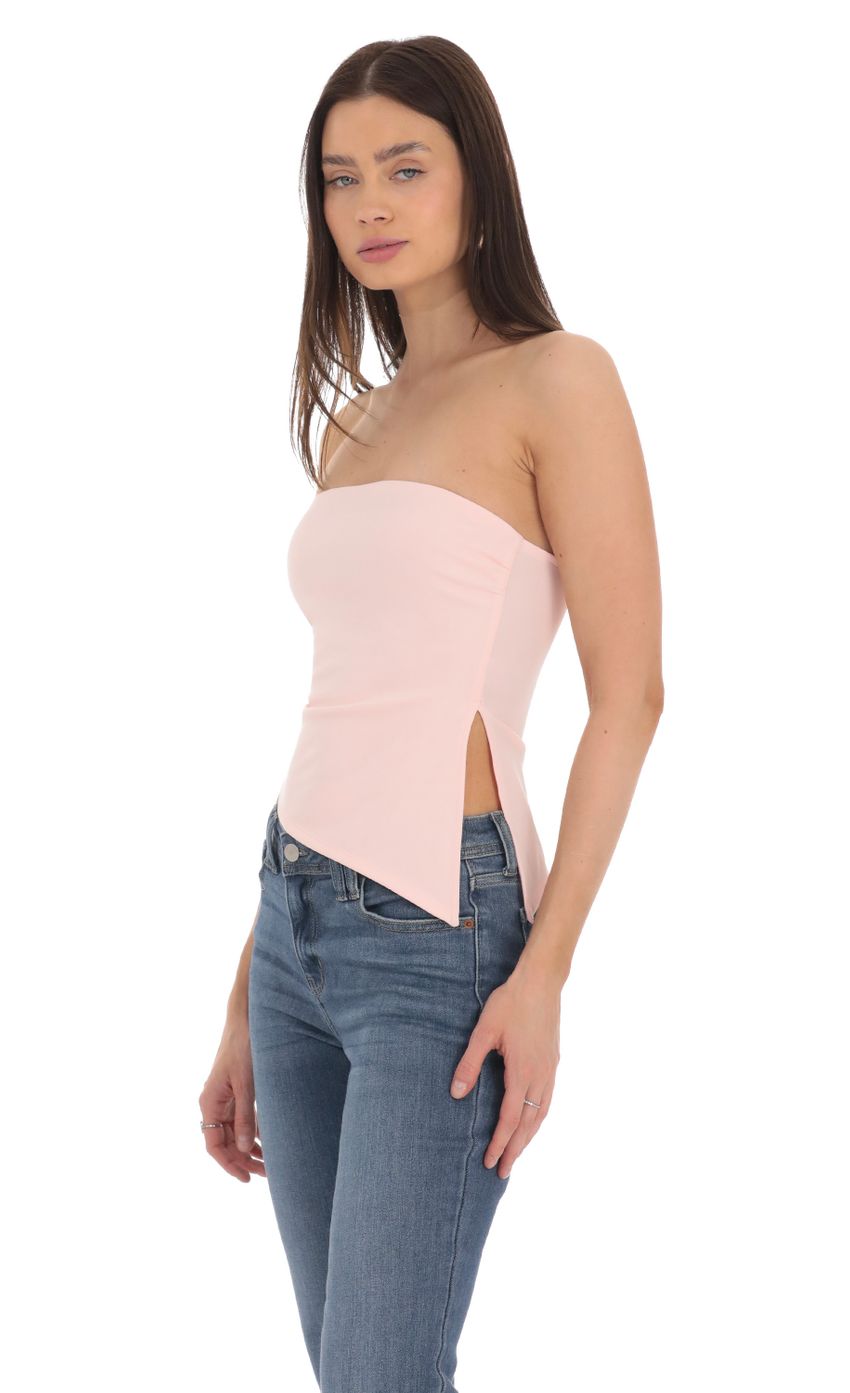 Lucy in the Sky Strapless Side Slit Top