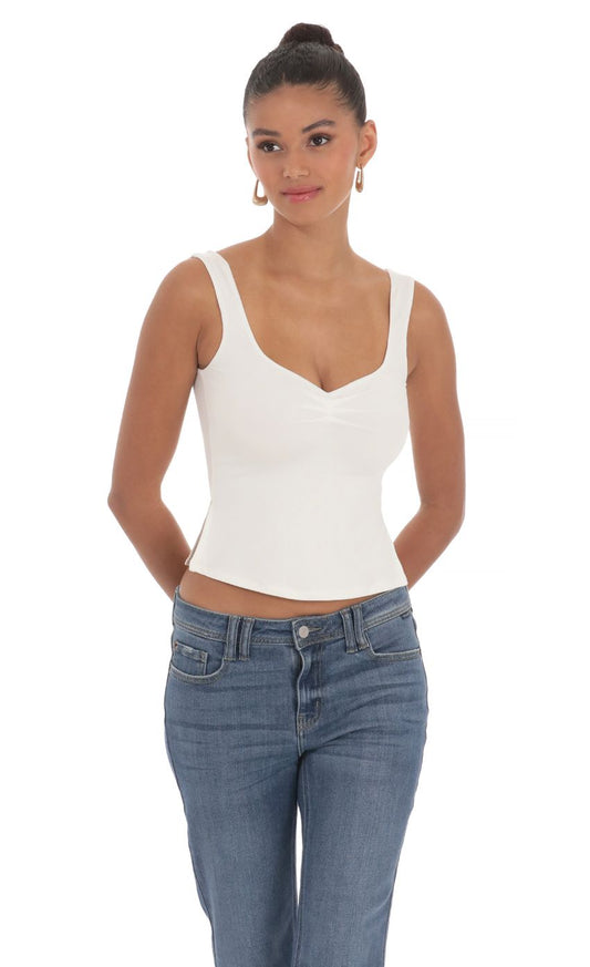 Lucy in the Sky Side Slit Top in White