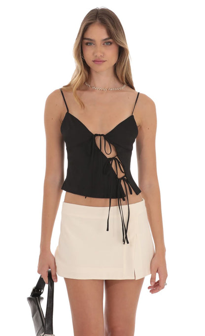 Lucy in the Sky Cutout Ties Satin Top
