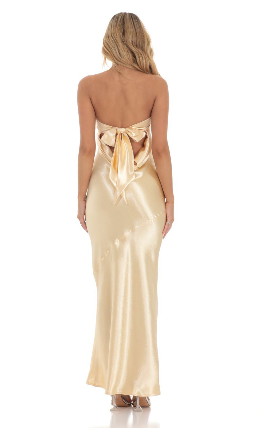 Lucy in the Sky Strapless Satin Open Back Maxi Dress