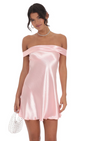Lucy in the Sky Satin Off Shoulder Dress