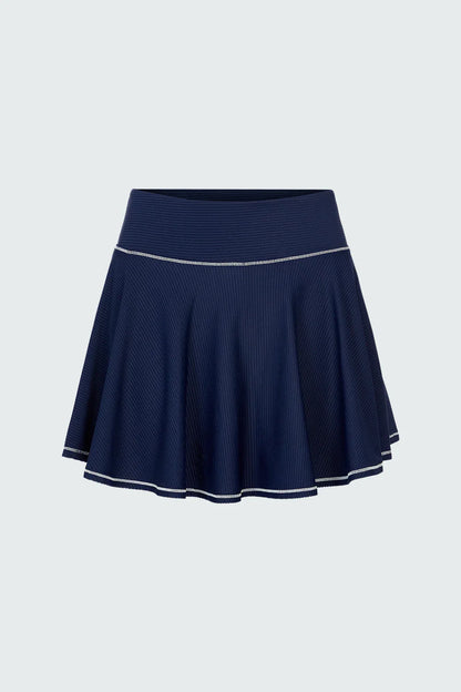 Watskin Sunwear Isabel Ribbed Tennis Skirt in Marine Navy