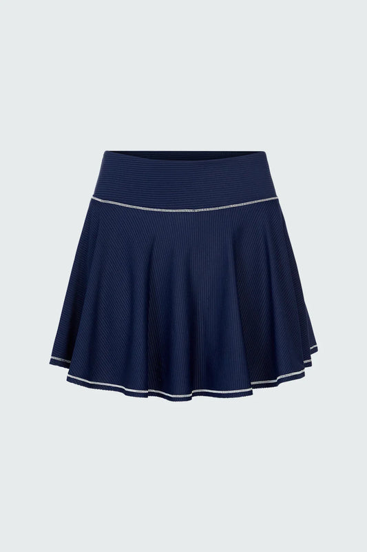 Watskin Sunwear Isabel Ribbed Tennis Skirt in Marine Navy