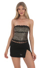 Lucy in the Sky Strapless Gold Sequin Top in Black