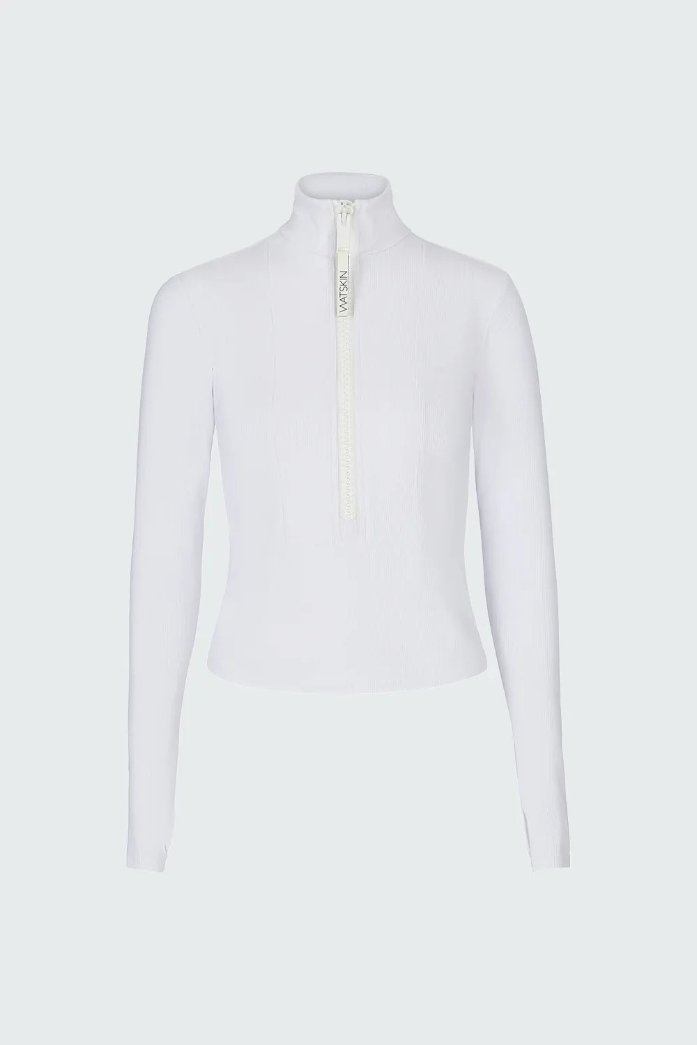 Watskin Sunwear Mia Ribbed 1/2 Zip Pullover in White