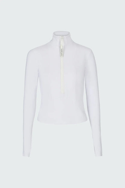 Watskin Sunwear Mia Ribbed 1/2 Zip Pullover in White