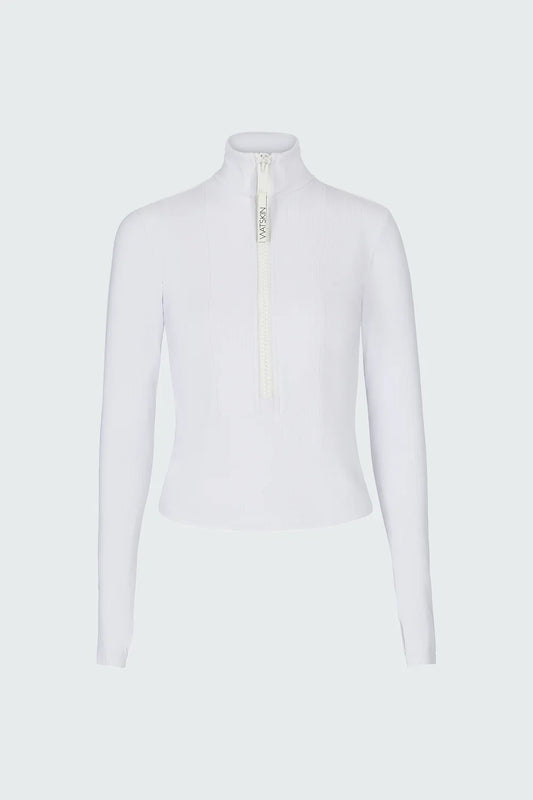 Watskin Sunwear Mia Ribbed 1/2 Zip Pullover in White