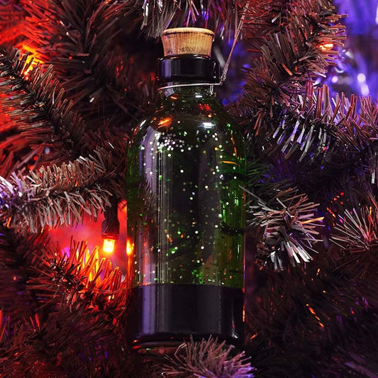 Cracker Barrel Spider Poison Bottle Glitter Globe Ornament