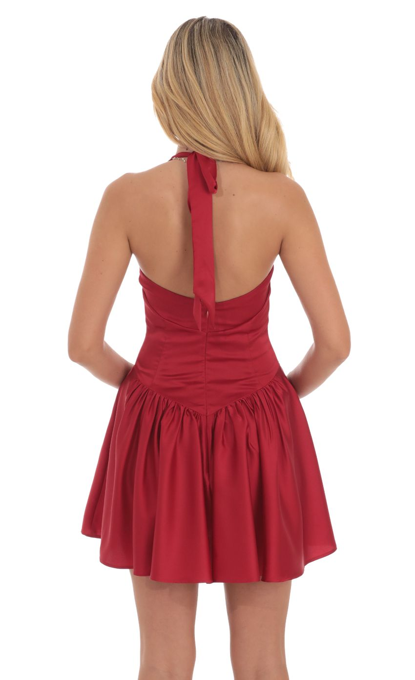 Lucy in the Sky Satin Halter A-line Dress