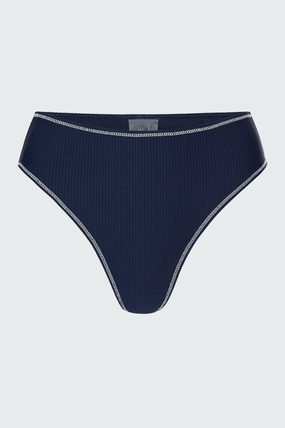 Watskin Sunwear Belle Ribbed Bikini Bottom in Marine Navy