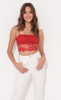 Lucy in the Sky Top in Red Lace