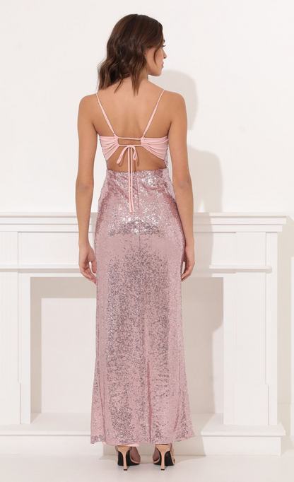 Lucy in the Sky Sequin Luxe Maxi in Pink
