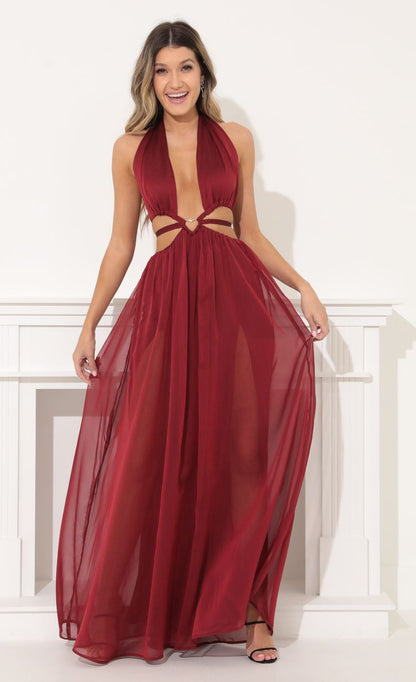 Lucy in the Sky Cutout Maxi in Red