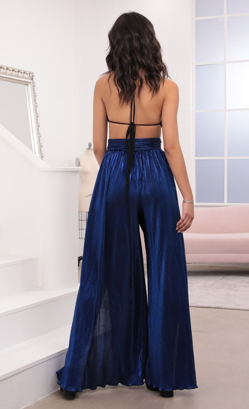 Lucy in the Sky Lyla Two Piece Set in Blue Metallic
