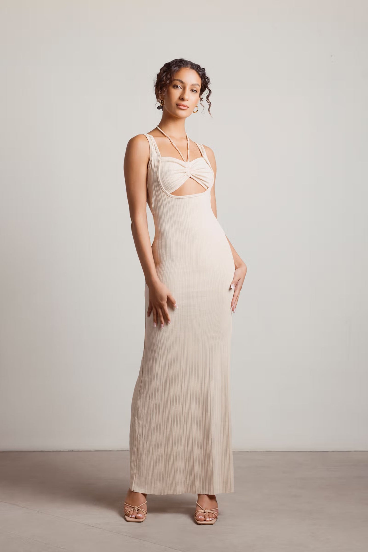 Tobi No Problem Ribbed Cutout Maxi Dress