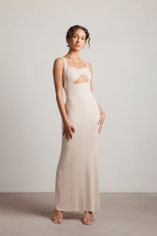Tobi No Problem Ribbed Cutout Maxi Dress