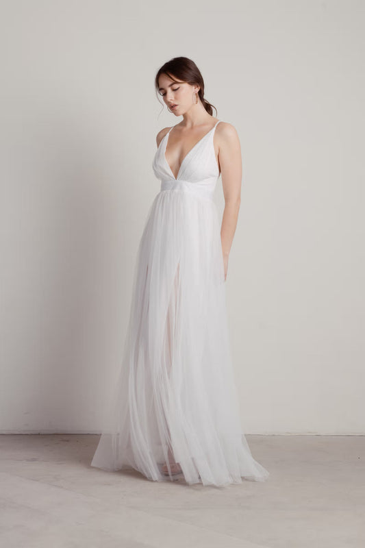 Tobi Here To Slay Plunging High Slit Maxi Dress
