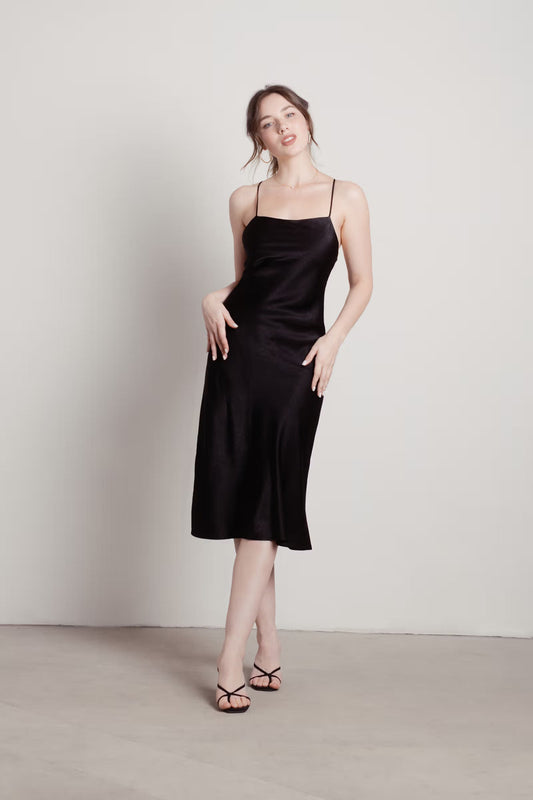 Tobi Liora Satin Cross Back Midi Dress x2