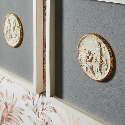 Ballard Designs Valenti Framed Intaglio Art - Gray Blue