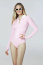 Watskin Sunwear Olympia Pique Polo Bodysuit in Pink