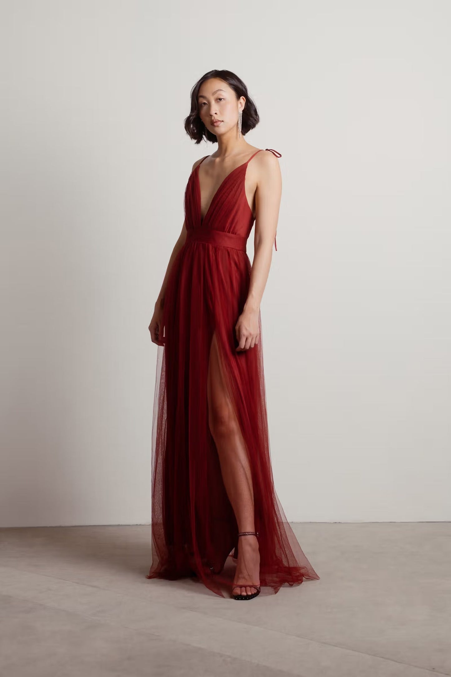 Tobi Slay The Night Deep V Double High Slit Maxi Dress