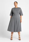 ELOQUII Seam Detail Ponte Work Dress - Grey Heather