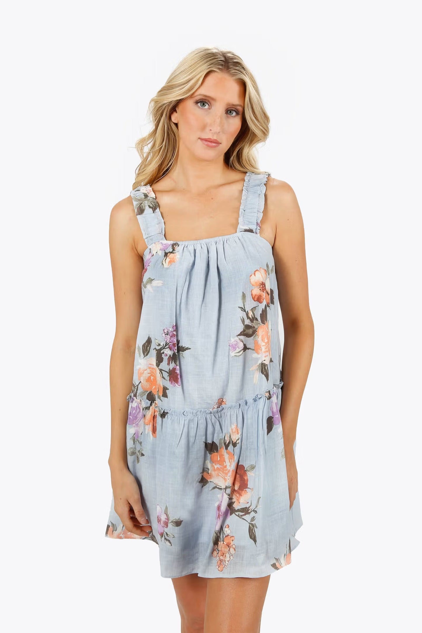 Tobi Milena Floral Ruffle Mini Dress x2
