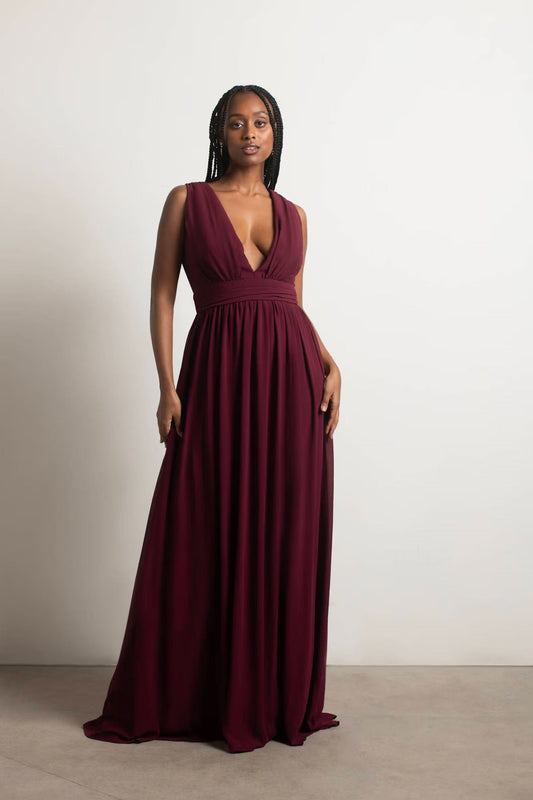 Tobi Everlasting Moment Plunging High Slit Maxi Dress