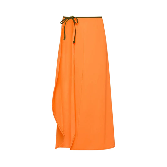 Watskin Sunwear Olivia Wrap Skirt in Neon Orange