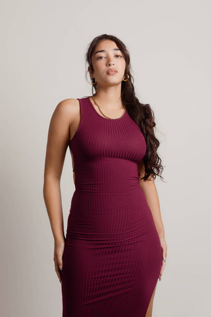 Tobi Katara Ribbed Open Back Midi Dress x2