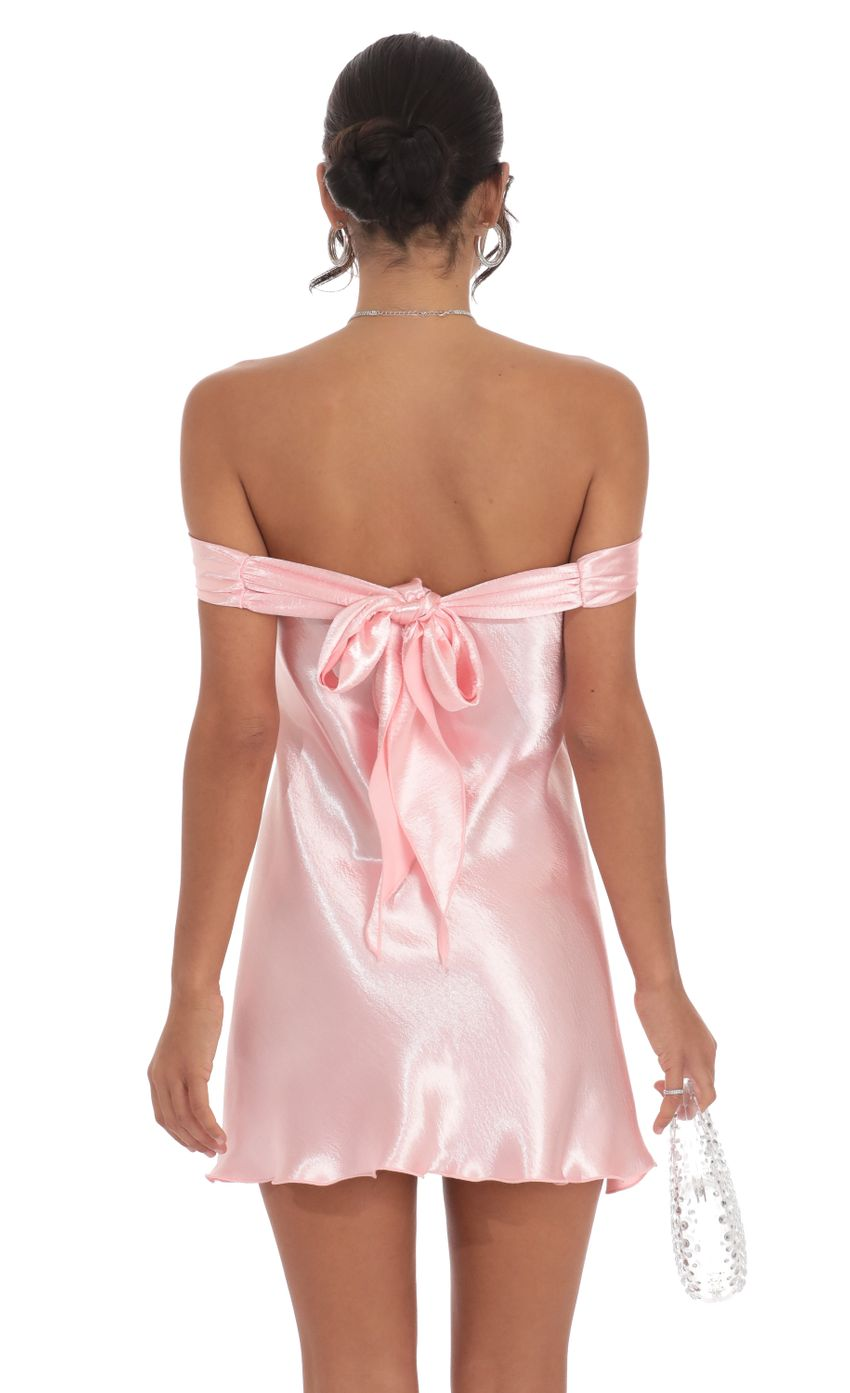 Lucy in the Sky Satin Off Shoulder Dress