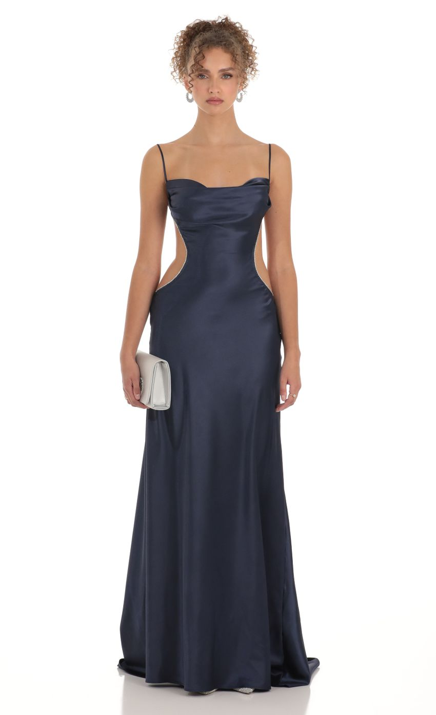 Lucy in the Sky Satin Rhinestone Maxi Dress 2