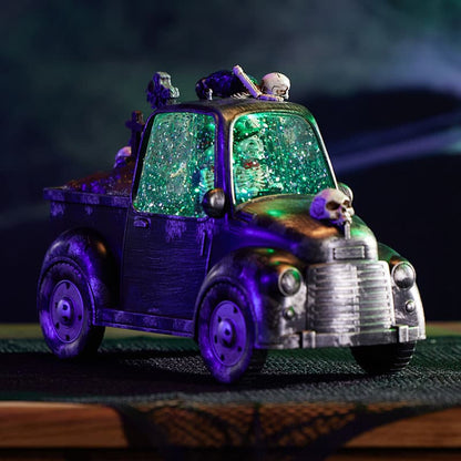 Cracker Barrel Skeleton Truck Glitter Globe