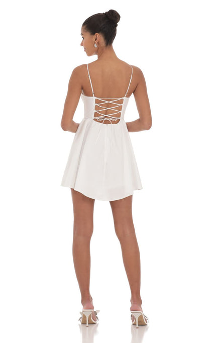 Lucy In The Sky Corset Fit and Flare Dress in White