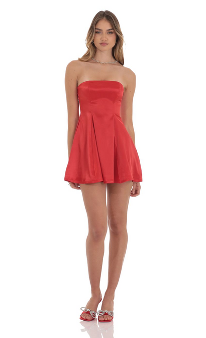 Lucy in the Sky Strapless Satin Fit and Flare Dress