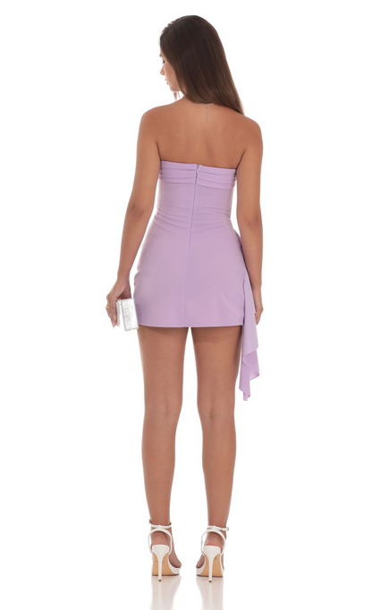 Lucy in the Sky Strapless Ruched Tassel Dress