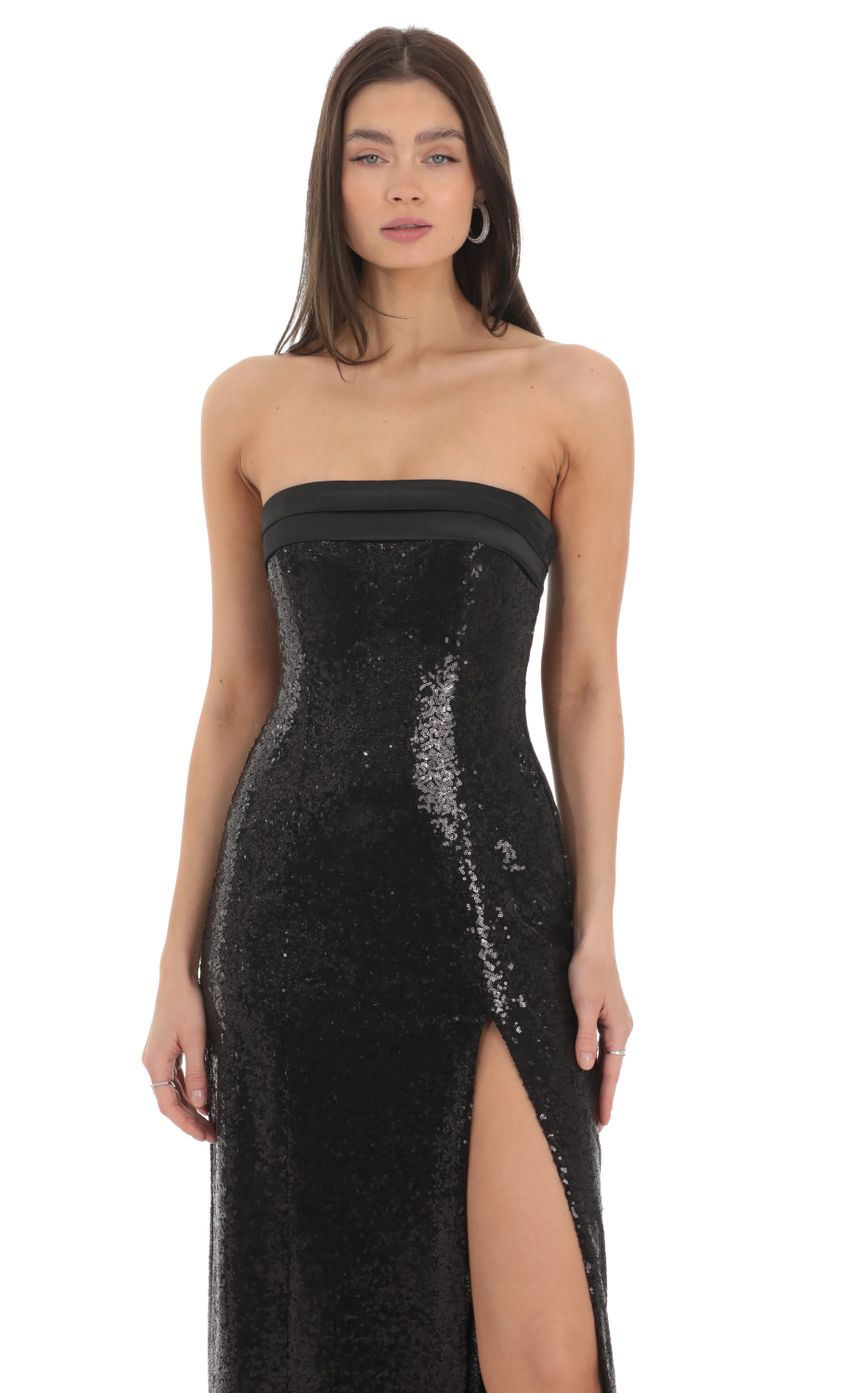 Lucy in the Sky Sequin Satin Back Tie Maxi Dress